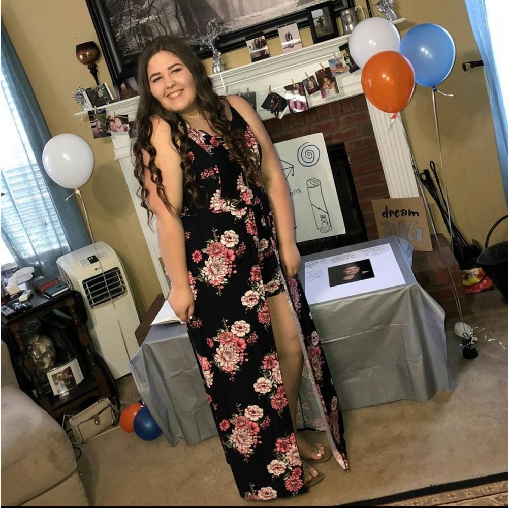 Floral romper with train